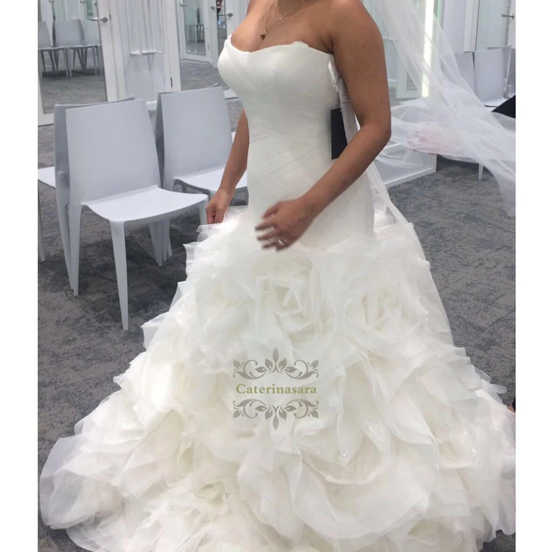 Sayang Putri Duyung Gaun Vestidos De Novia Putih/Gading Tulle Ruffledcustomized Gaun Pengantin Pernikahan Gaun