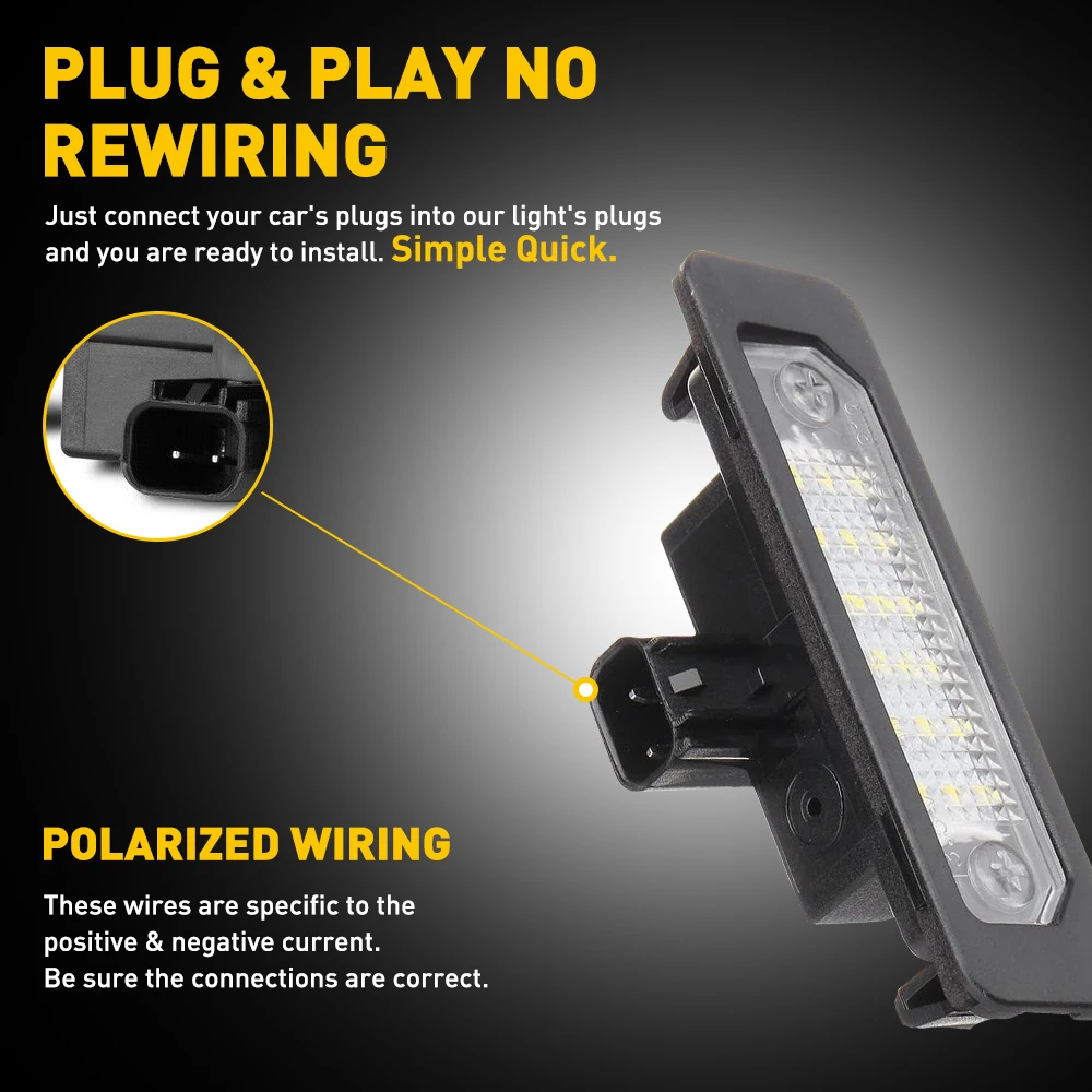 2Pcs For Ford Mustang Taurus Lincoln MKS MKT MKX 2010 2011 2012 2013 2014 Canbus White LED License Number Plate Light Lamp