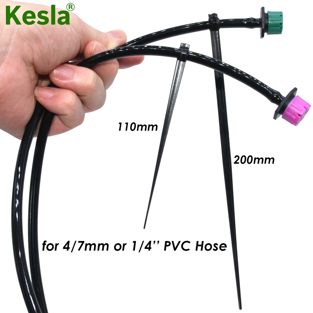 KESLA 50PCS 11cm 20cm 1/4\'\' Fixed Stake Support Holder for 4/7mm Watering PVC Hose DrIp Irrigation Home Garden Flowerpot Fitting