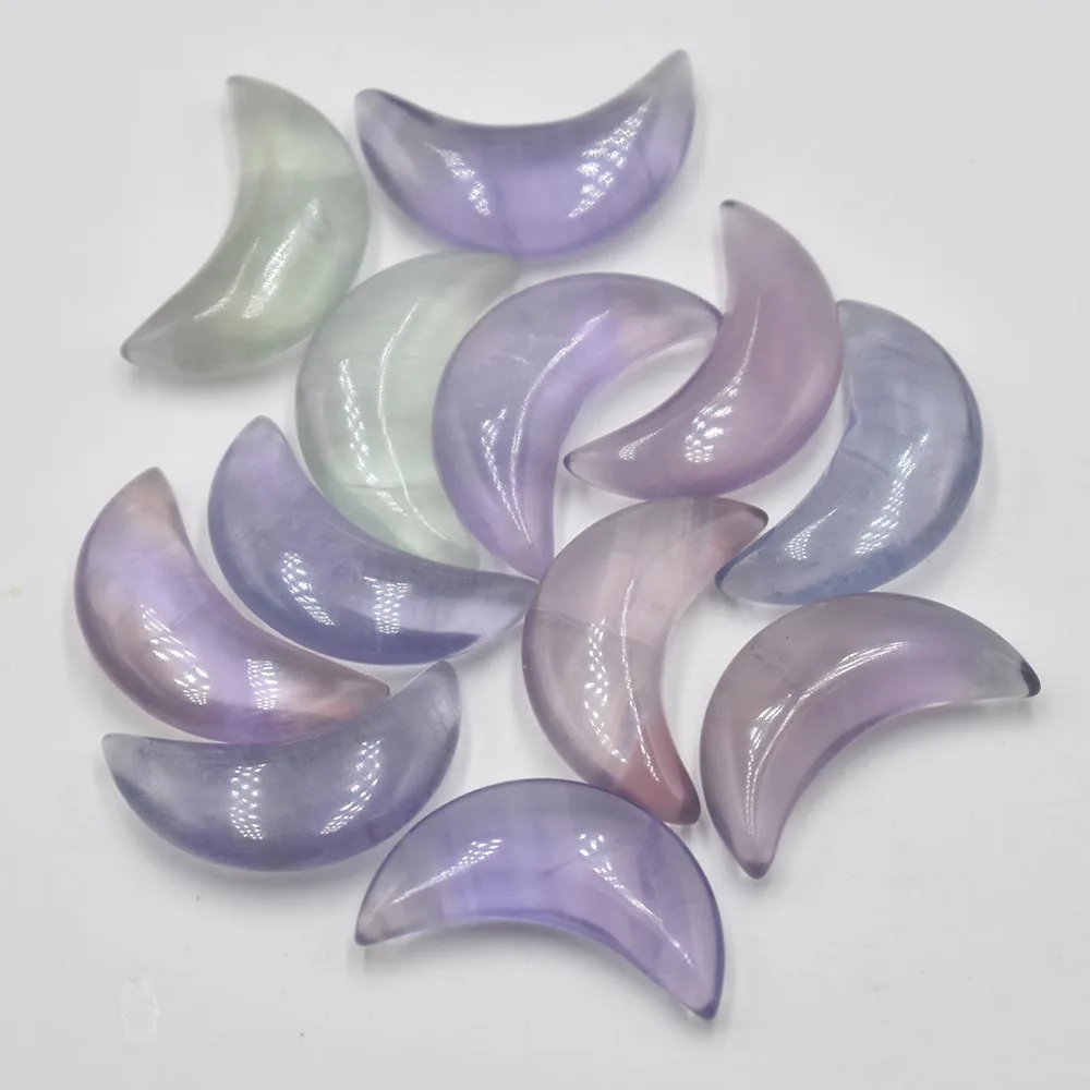 Modische Anhänger aus natürlichem Tigerauge und Amethyst in Mondform ohne Loch für die Schmuckherstellung Großhandel 12 Stück/Los kostenloser Versand – Detail 18