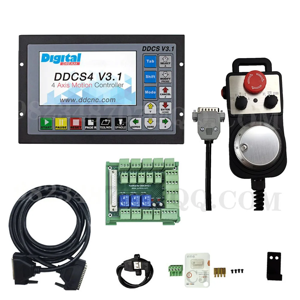 

Upgrade ddcsv3.1+3M signal line large wiring board 3 axis 4 axis cnc offline motion controller with emergency stop handwheel MPG