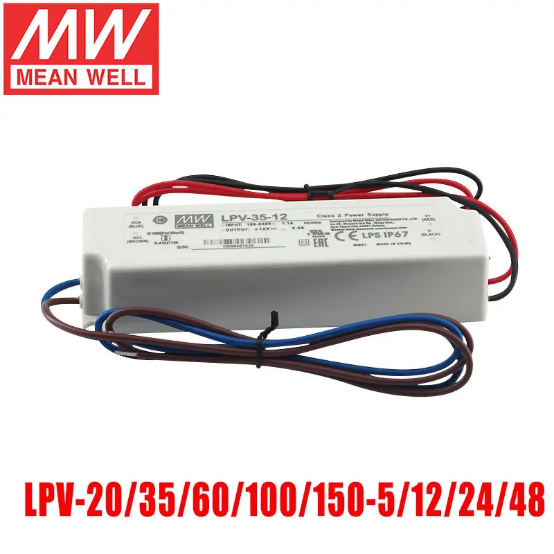 

MEAN WELL LPV-60-12 5V 12V 15V 24V 36V 48V Meanwell 20W 35W 60W 100W 150W Single Output LED Driver Switching Power Supply