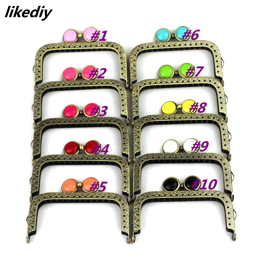 10 Pcs/Lot 8.5 CM Square Antique Bronze Flat Bead Metal Purse Frame Kiss Clasp Bag Accessory