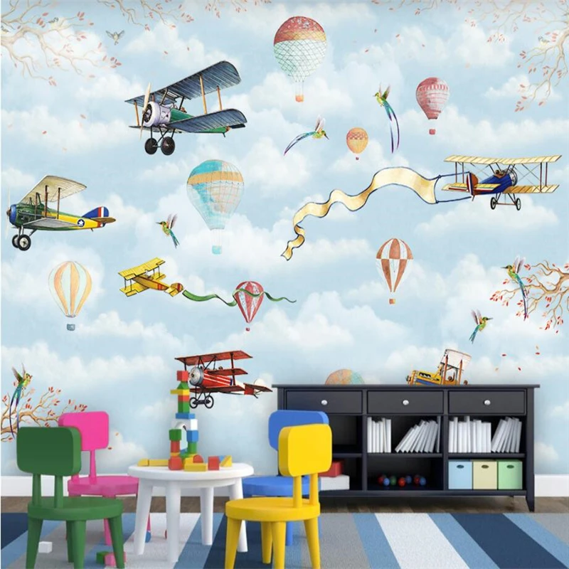 

3DBEIBEHANG Custom mural wallpaper cartoon style hot air balloon children wallpaper sofa TV background wallpaper home decor