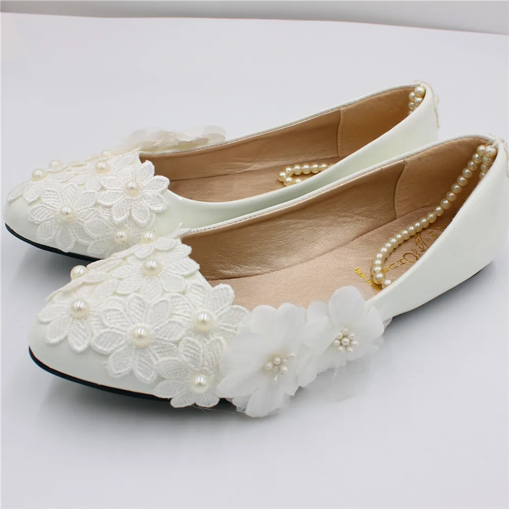 New plus-size flats sell like hot cakes Wedding flat heels white bridal shoes hand-made wedding shoes in ChinaBH175