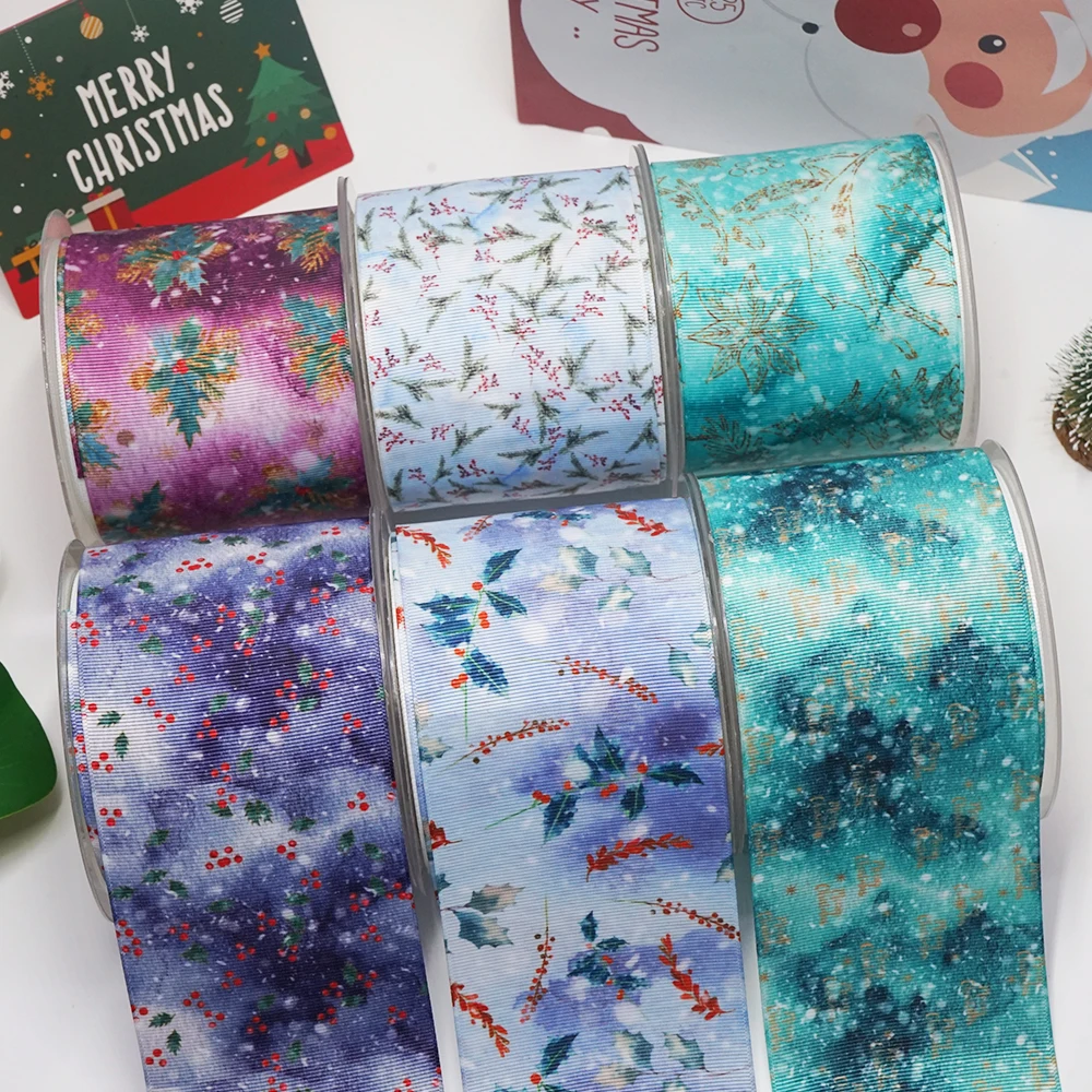 DIY Christmas Mistletoe Printed Grosgrain Ribbon For Craft Supplies Sewing Accessories 5 Yards, Planar Resins 10 Pieces. 59156