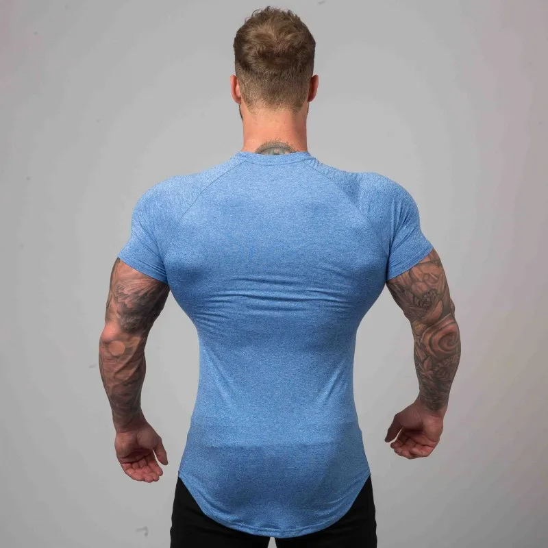 New Compression T-shirt Superelastic Skinny Shirt Men Gyms Fitness Workout Quick dry Tee Tops Male Summer Jogger Sporty Clothing