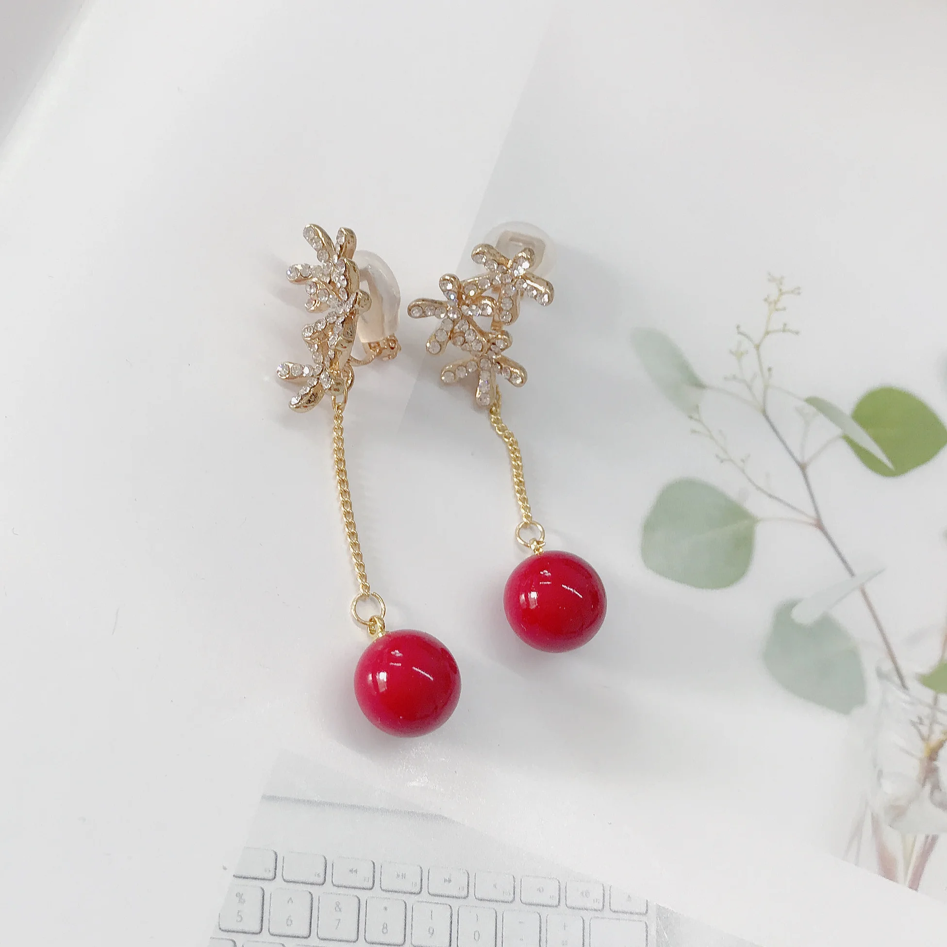 WENHQ New Arrival Long Tassel Drop Earrings for Women Bridesmaid Wedding Clip on Earrings No Pierced Rhinestone Pearl  Ear Clip