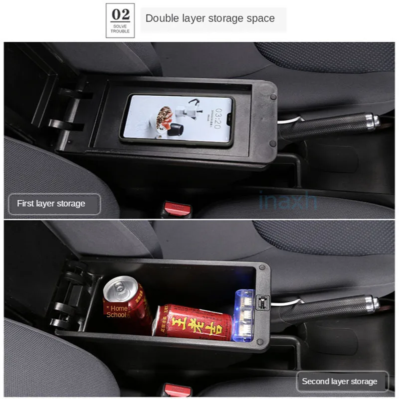 For Honda Fit Armrest For Honda Jazz /Fit Car Armrest box 2015 2016 2017 2018 2019 2020 Retrofit parts Interior Storage box 3USB