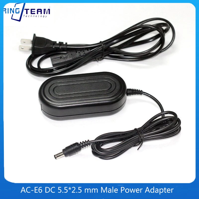 AC-E6 DC5.5*2.5 mm Male Power Adapter Suitable For BLN-1 CP-W126 EP-5A EP-5B Dummy Battery