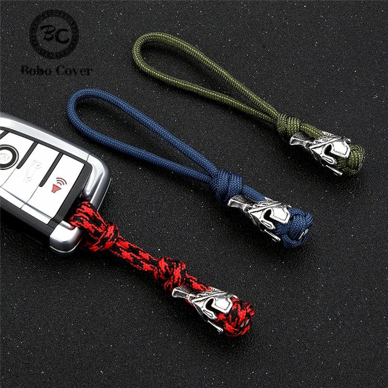 Punk Viking Rune Lanyard Keychain Survival Rope Keychain Handmade Car Key Knife Keyring Spartan Warrior Jewelry Friendship Gifts