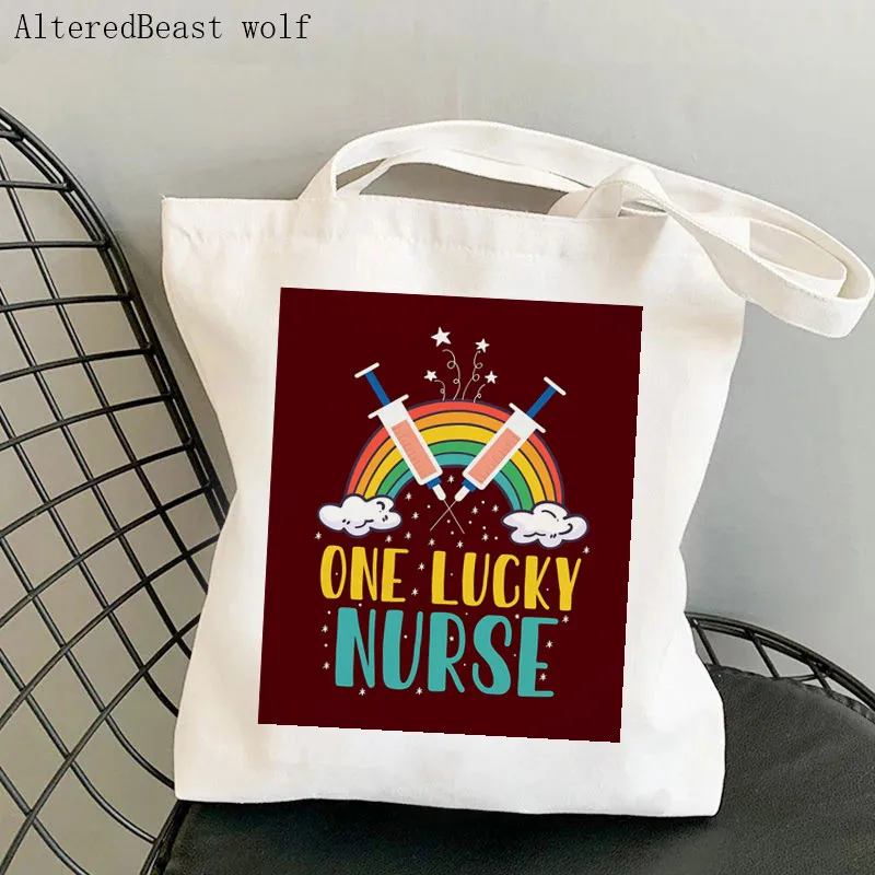 Women Shopper bag Nursing is My Life Printed Kawaii Bag Harajuku Shopping Canvas Shopper Bag girl handbag Tote Shoulder Lady Bag