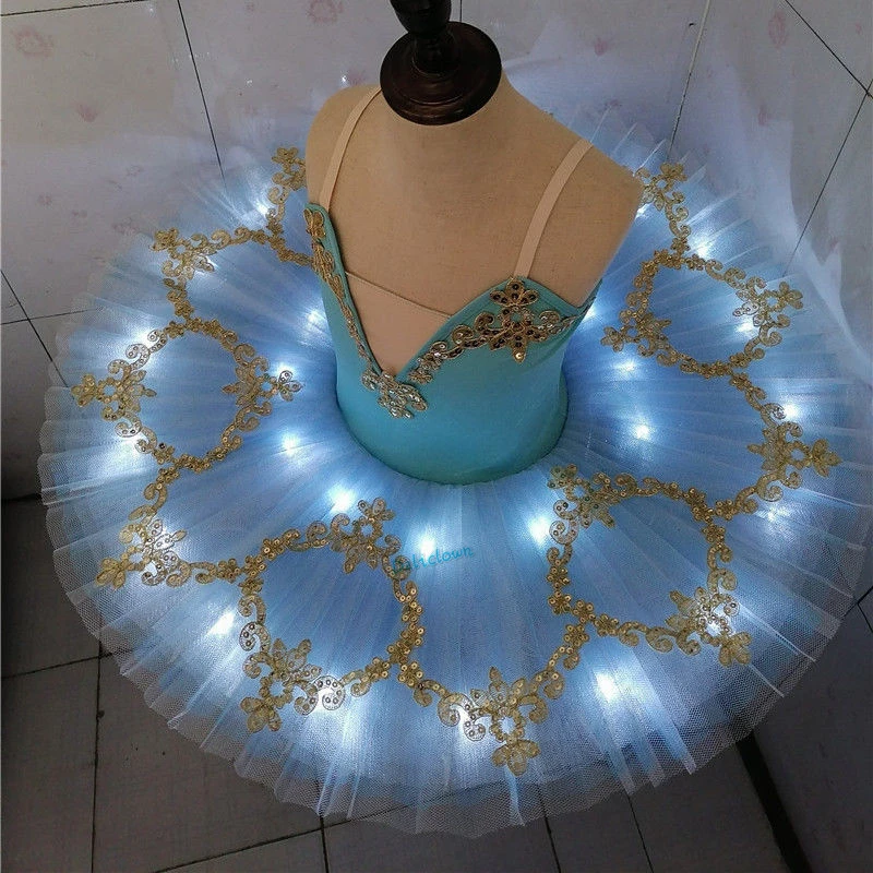 Girls Led Light Professional Ballet Tutu Glow Ballerina Ballet Dress Kids Adult Luminous Birthday Party Dance Costume Dancewear