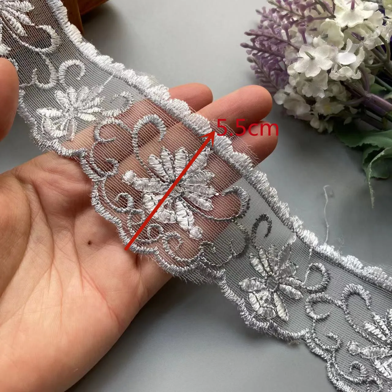 2 yards Gray182 cm Strip Lace Ribbon Trims Webbing Applique for Sofa Cover Curtain Home Textiles Trimmings Embroidered Fabric