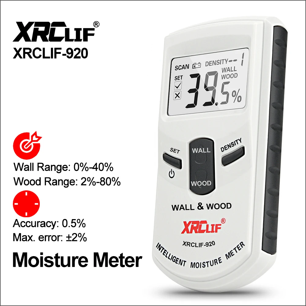 

XRCLIF Digital Inductive Wall And Wood Moisture Meter Inductive Hygrometer Digital Humidity Tester Damp Detector Measuring Tools