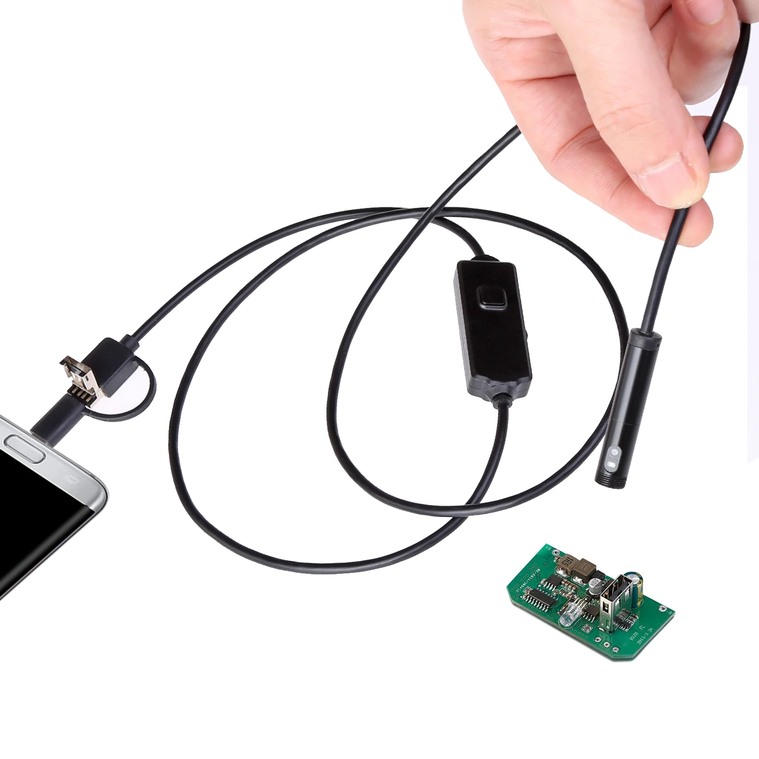 1m/2m/3m/5m 3IN1 USB Dual Endoscope Camera HD Hard Cable Inspection Camera 8mm 6 LED Borescope for Android PC Endoscope