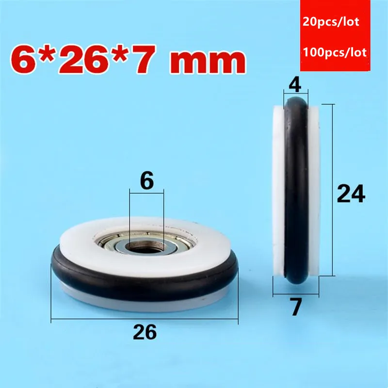 

20pcs/100pcs 6*26*7mm O ring soft rubber coated POM drawer blackboard fishing gear 696ZZ bearing pulley wheel roller 6x26x7 mm