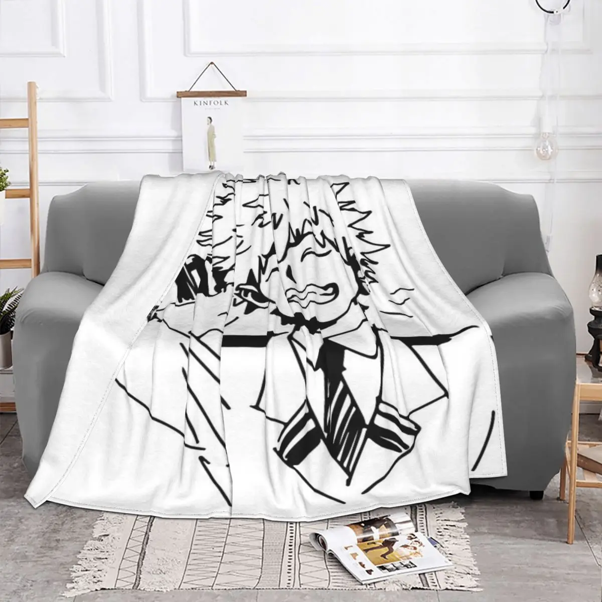 Bakugou Katsuki-Manta con silueta artística, a cuadros para cama colcha, 135 muselina, toalla de playa de lujo