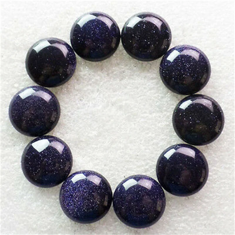 

10Pcs 16x6mm Wholesale Round CAB Cabochon Natural Stone Blue Sand Stone No Drilled Hole Bead For Jewelry Making Bracelet