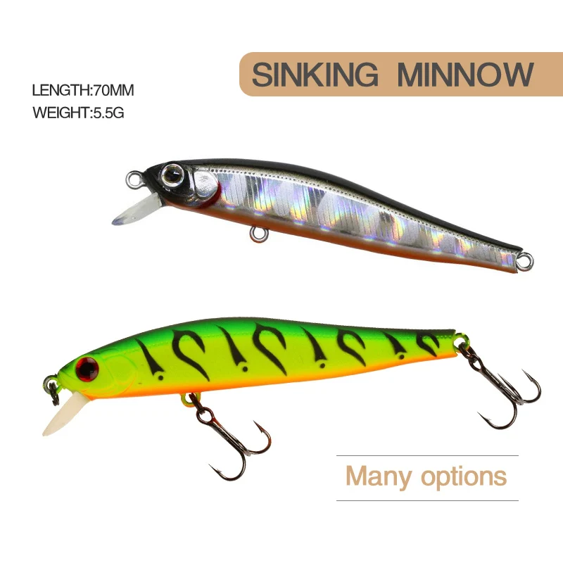 Pesca Hard Shallow Minnow Silent Fishing Lure 70mm 5.5g Magnetic Wobbler Slow Sinking Bass Pike Trout Artificial Bait