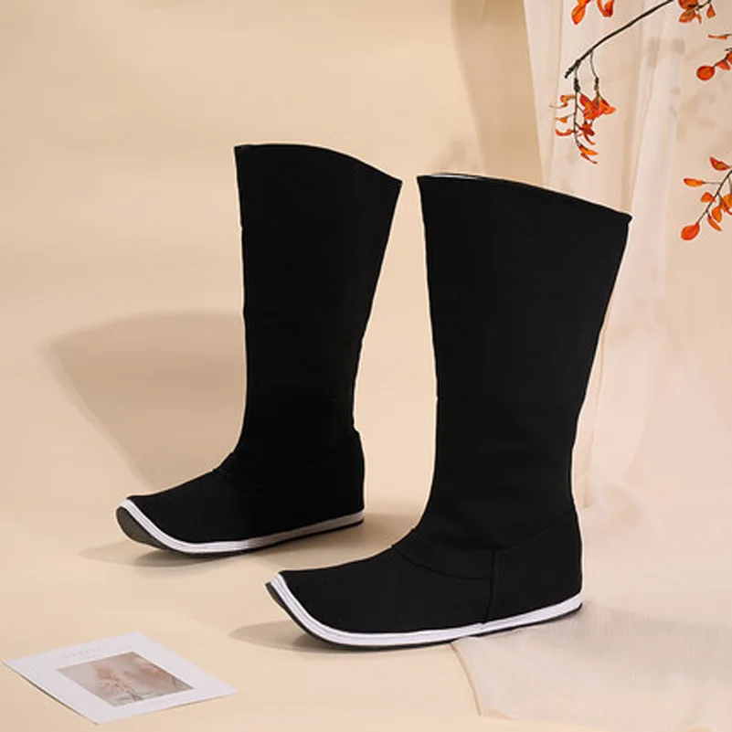 

Adults minister chinese cosplay ancient dynasty boot black soldier shoes han dynasty boots