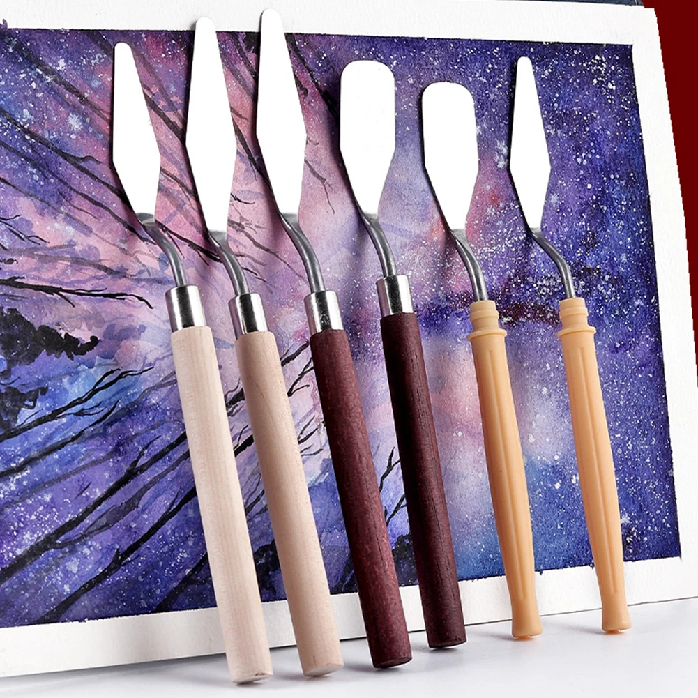 7Pcs/Set Stainless Steel Oil Painting Knives Artist Craft Spatula Palette Knife Oil Painting Mixing Knife Scraper Craft Art Tool