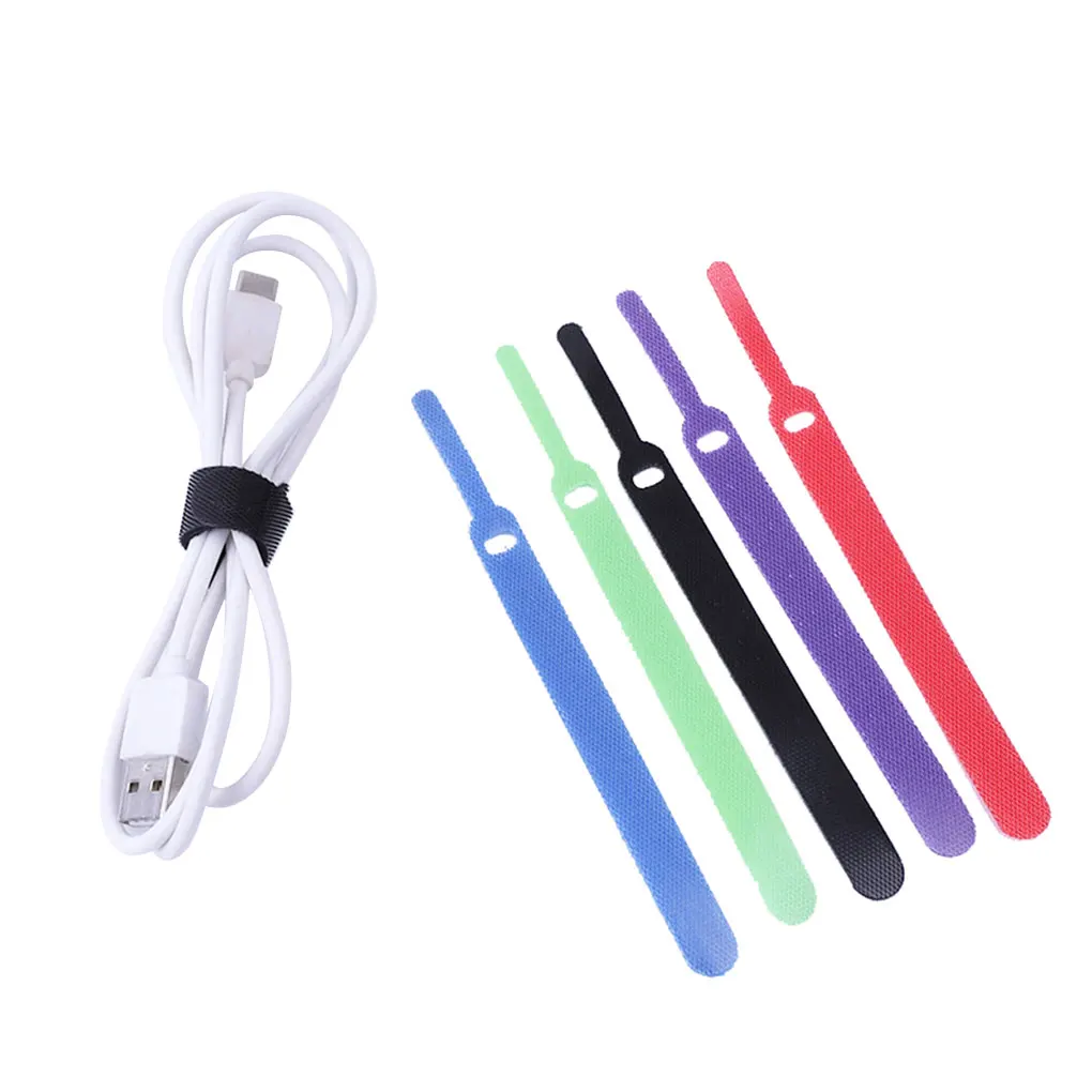 20pcs Cable Organizers Cable Ties Fasten Mouse Cable Phone Cord Earphone Wires Ties Polyester Sticky Zip Wire Winders,10x130mm