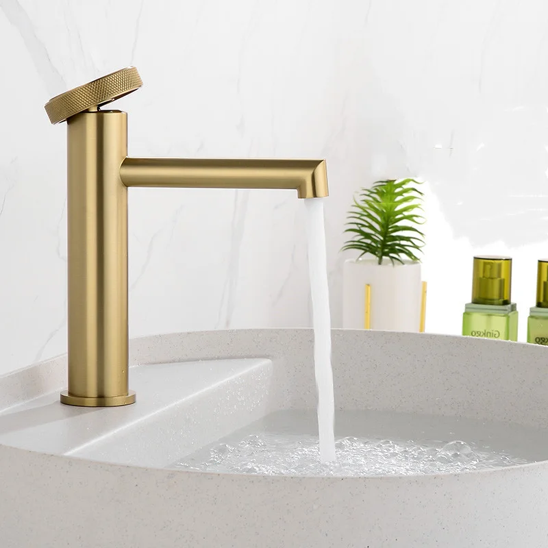 Brass Bathroom Basin Faucets, Sink Mixer, Hot and Cold, Single Handle, Deck Mounted Lavatory Taps, Unique Design, New Arrival