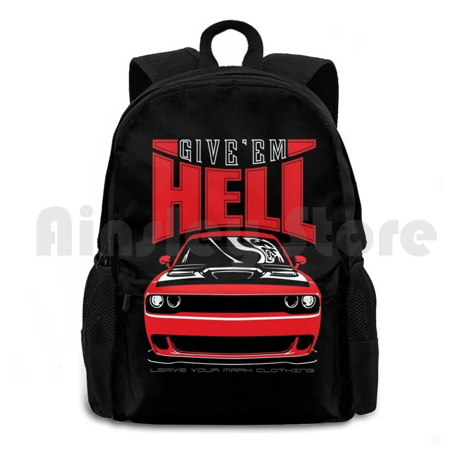 Give'em Hell Challenger Outdoor Hiking Backpack Riding Climbing Sports Bag Leave Your Mark Stang Give Chevy Camaro