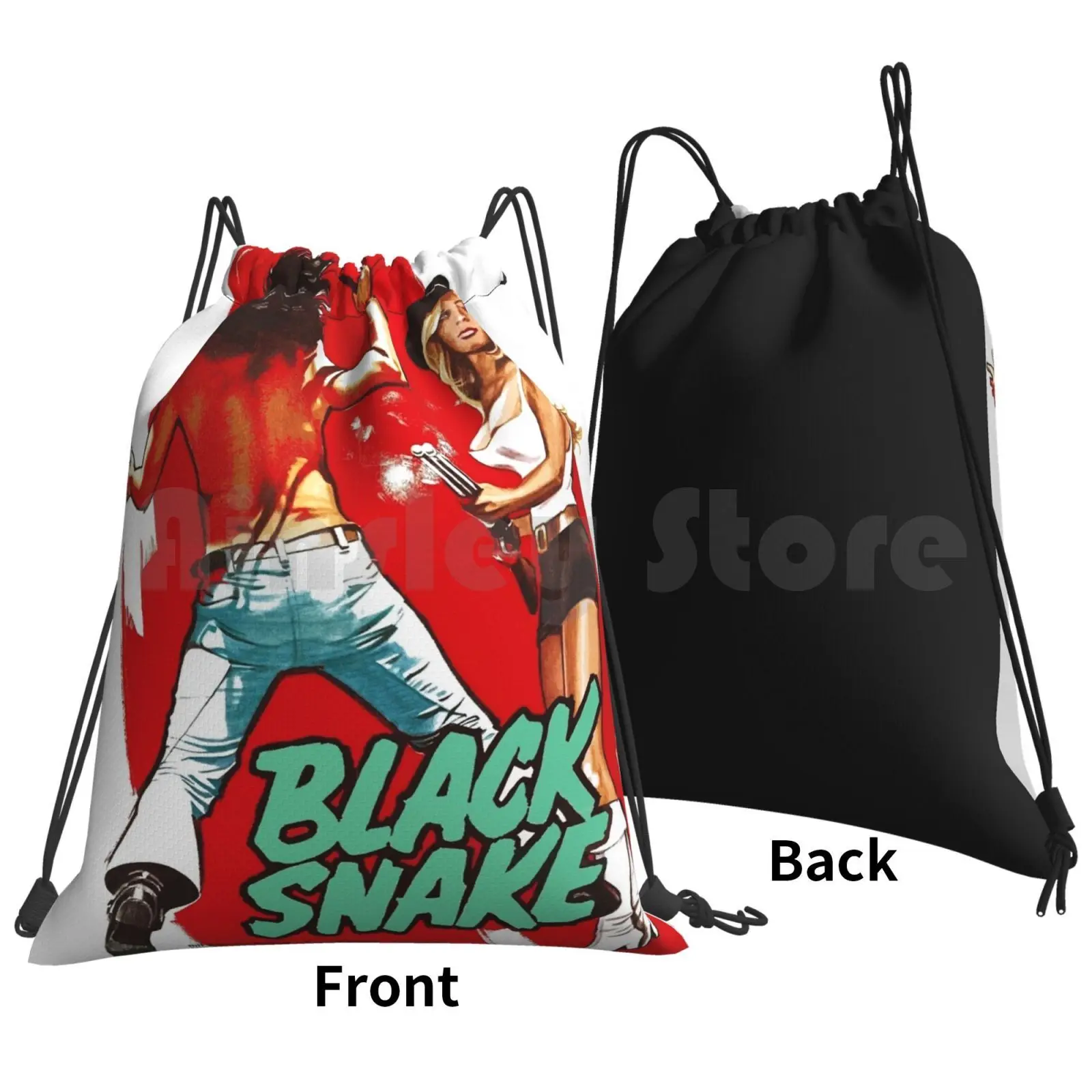 Black Snake Backpack Drawstring Bag Riding Climbing Gym Bag Black Snake Vintage Movie Cinema Vintage Vintage Movies Retro