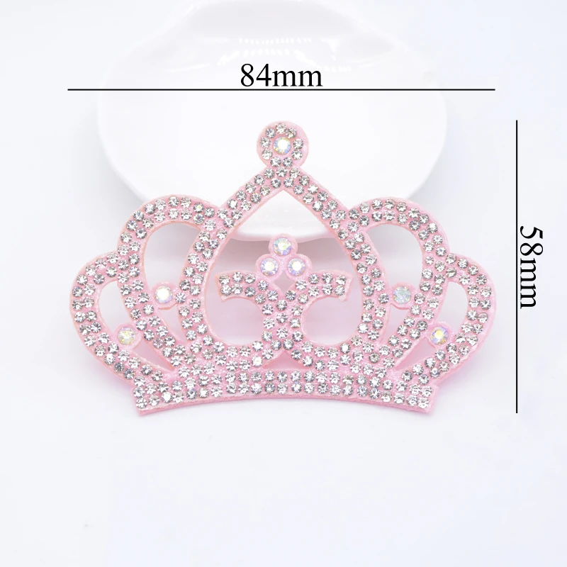 6Pcs 84*58mm Padded Crown Shaped Rhinestone Applique for DIY Clothes Crafts Decor Patches Headwear Hair Bow Accessories