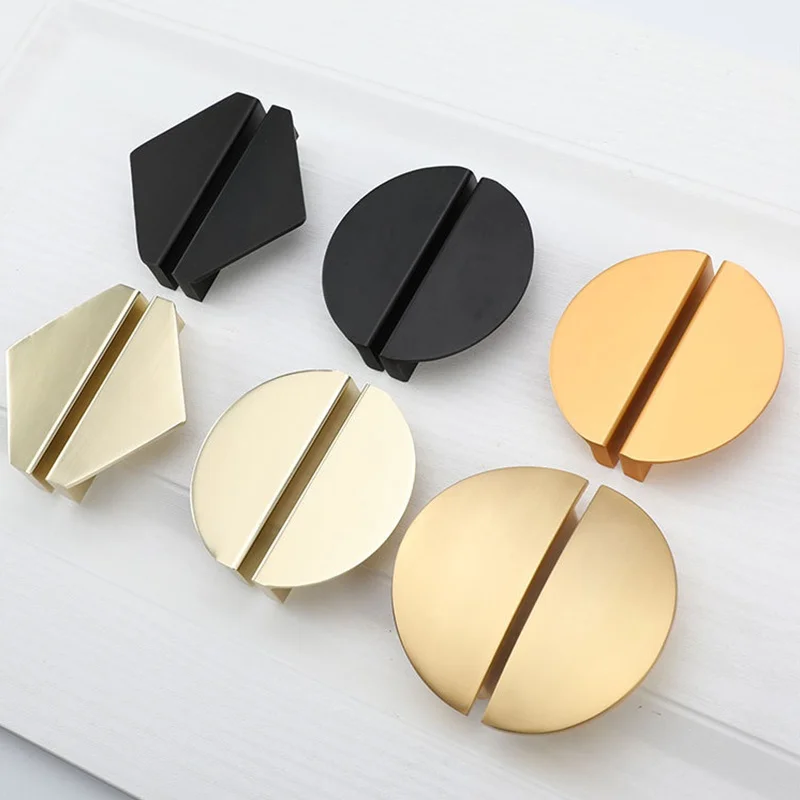 

1PC Gold Black Semi-circular Handle Light Luxury Cabinet Wardrobe Door Handle Pull Round Triangle Furniture Handle Hardware