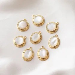 2PCS 14k Gold Plated Oval Natural Shell Pendant DIY Jewelry Findings Making Supplies Tools Earrings Handmade Accessories