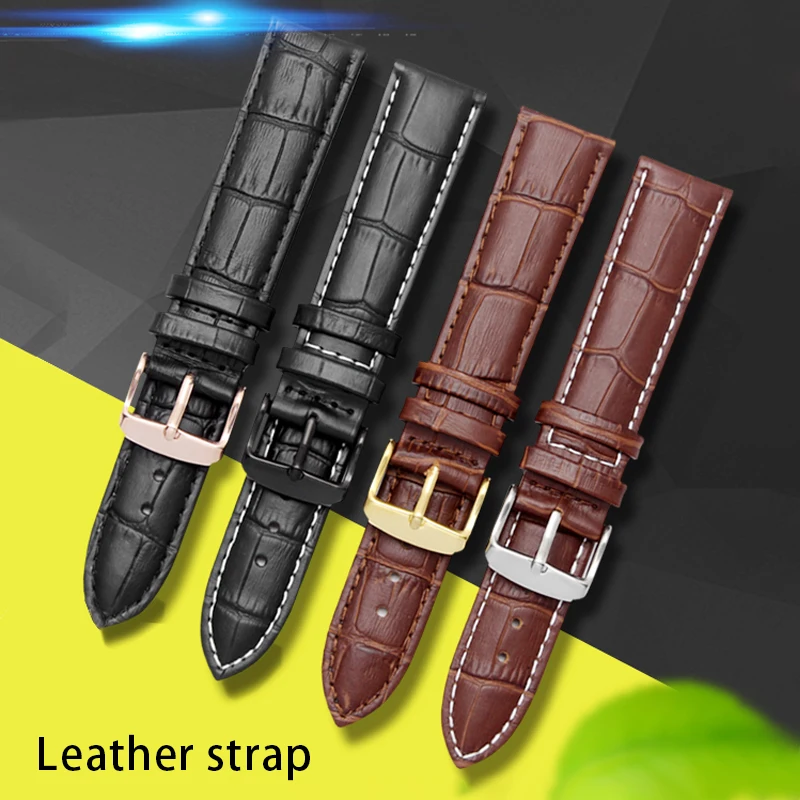 Genuine Leather Watch Strap 22mm 23 24 26mm 28mm watchband pin Clasp mens leather bracelet general watch band alligator grain