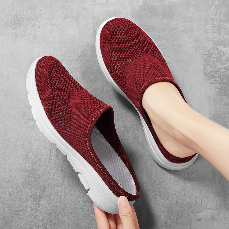 STRONGSHEN Women Shoes  Spring Casual Breathable Flying Woven Light Flat Shoes Women Casual Sneakers Flats Ladies Shoes