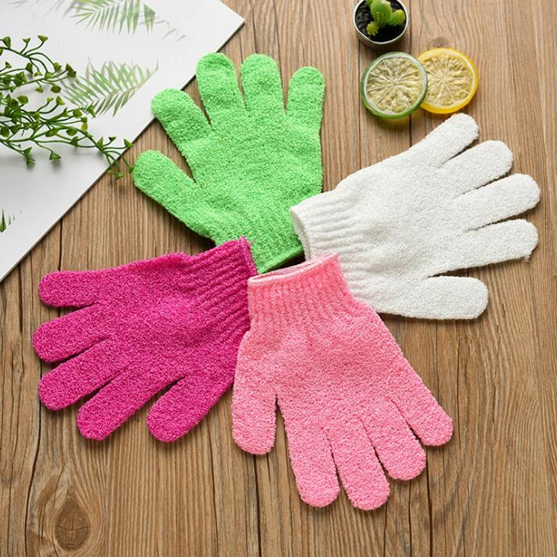 4pcs/Lot Five Fingers Bath Towel Gloves Shower Candy Colors Body Wash Skin Spa Bath Scrubber Clean Brush AmenitiesMulticolor