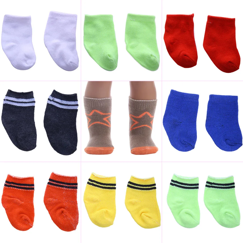 Puppe Socken Einfarbig Streifen Sport Für 18 Zoll Amerikanischen Puppe Mädchen & 43 Cm Neue Reborn Baby artikel, unsere Generation, Puppe Zubehör