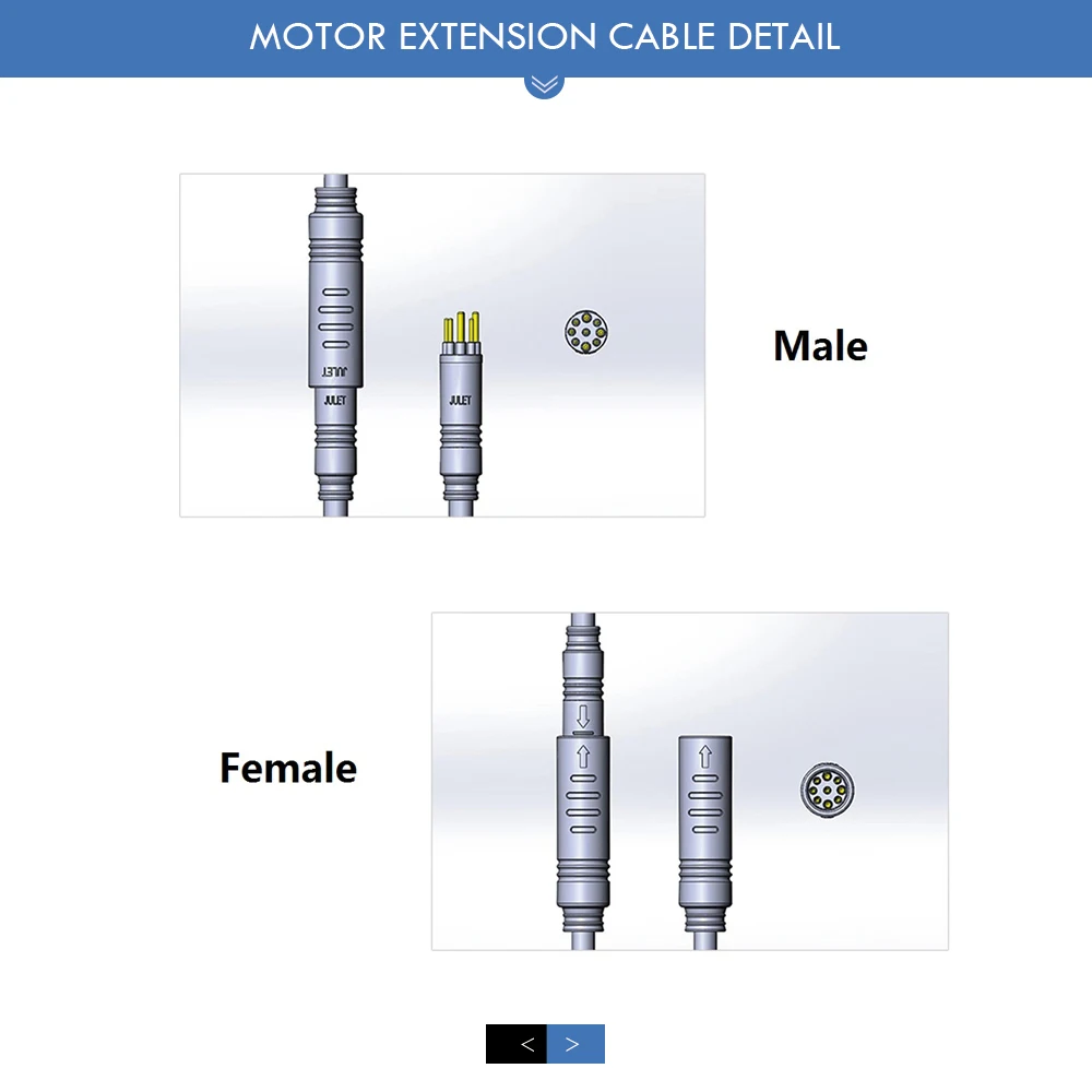 Electric Bicycle JULET Waterproof Cable 600/1300/1600mm 9 Pin Wheel Hub Motor Extension Cable 250W 350W 500W Ebike Accessories