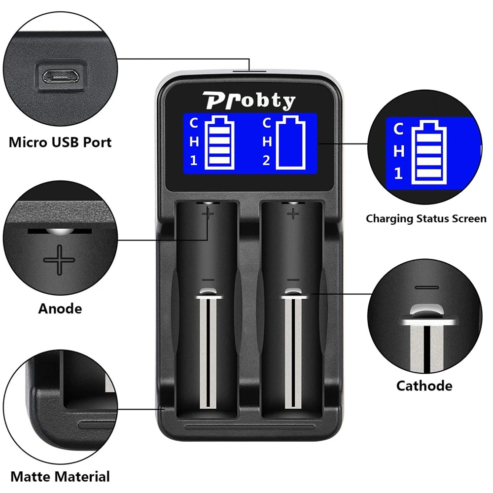 18650 caricabatterie Display LCD caricatore intelligente USB 18490 18350 17670 17500 16340(RCR123) 14500, Ni-mh/Ni-Cd A AA AAA