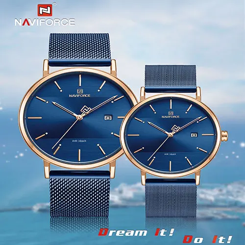 NAVIFORCE Fashion Couple Watch Mesh steel belt Women Watches Top Luxury Brand Waterproof Women Watches Reloj Mujer