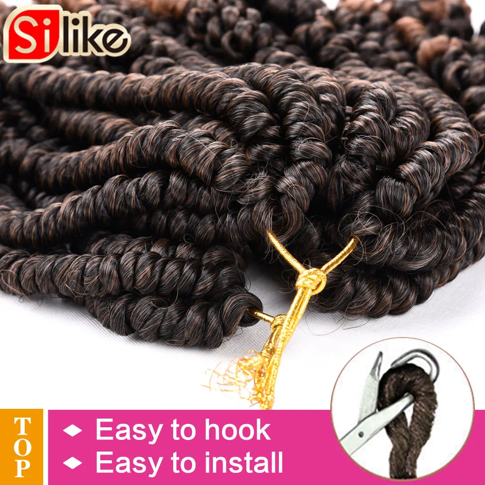 Silike Synthetic Spring Twists 8 inch Crochet Braiding Hair Extensions 6 Inch Crochet Braid Bulk Hair for Black Women