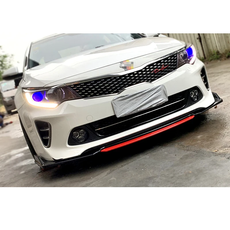 Front Bumper Spoiler Protector Plate Lip Body Kit For Kia Optima K5 2014 - 2017 Carbon Surface Chin Shovel Contrast Color Design