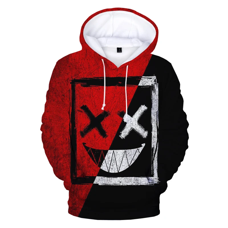 トップス Happy Face Printed Hoodie 3D Devil Smiling Face Hoodie Men Women Casual Sweatshirt