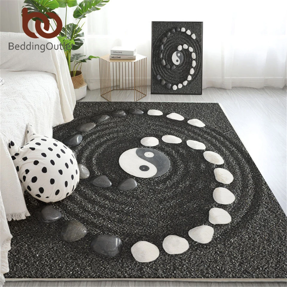 

BeddingOutlet Tai Chi Large Carpets for Living Room Zen Floor Mat Yin ang Yang Bedroom Area Rug Black and White Home Decorations