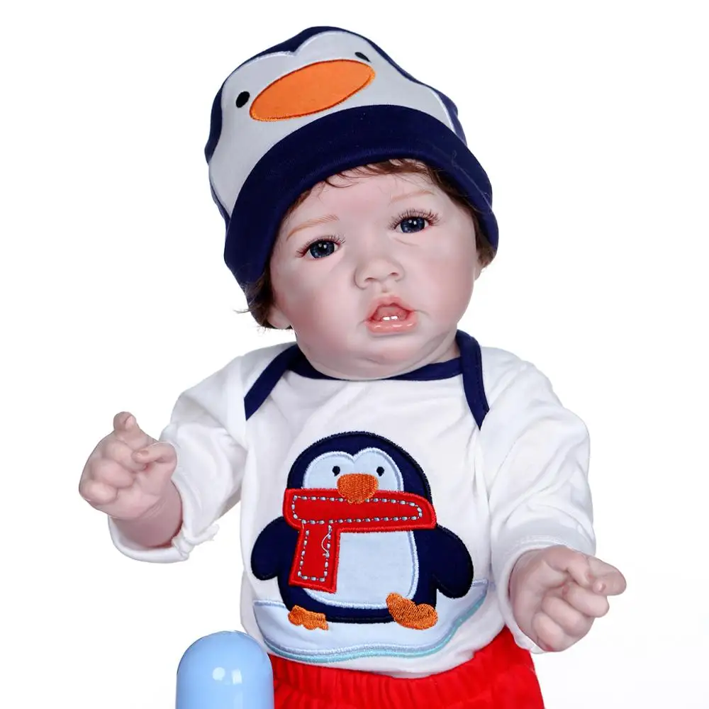 

Bebes doll with 56CM lovely soft full body silicone 100% hand-made detailed painting collectibles rebborn baby doll