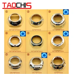 Taochis Car-Styling Lens hood shroud DIY for Hella 3 5 Q5 Projector lens shell Chrome with angel eyes holes