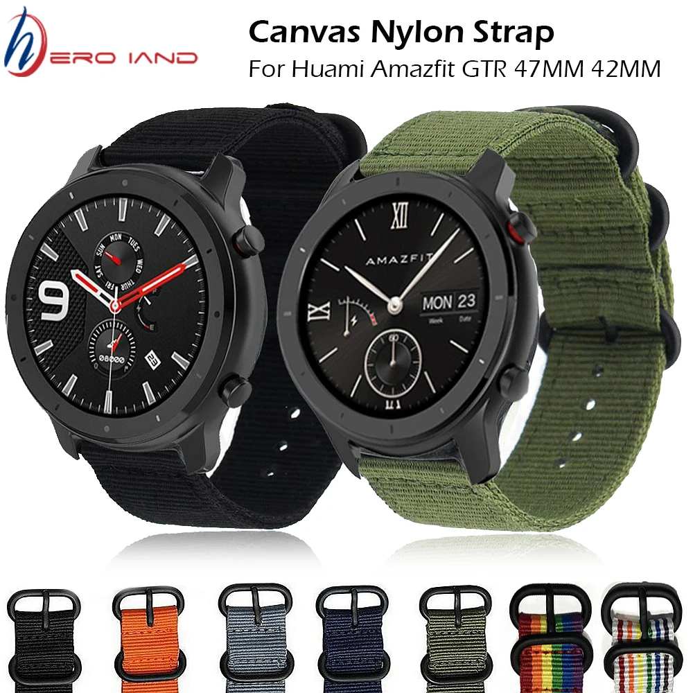 

Nylon Canvas Band Strap for Xiaomi Huami Amazfit GTR 42/47MM Bip Stratos 3 2/2S PACE Watchband for Samsung Gear S3 S2 Bracelet