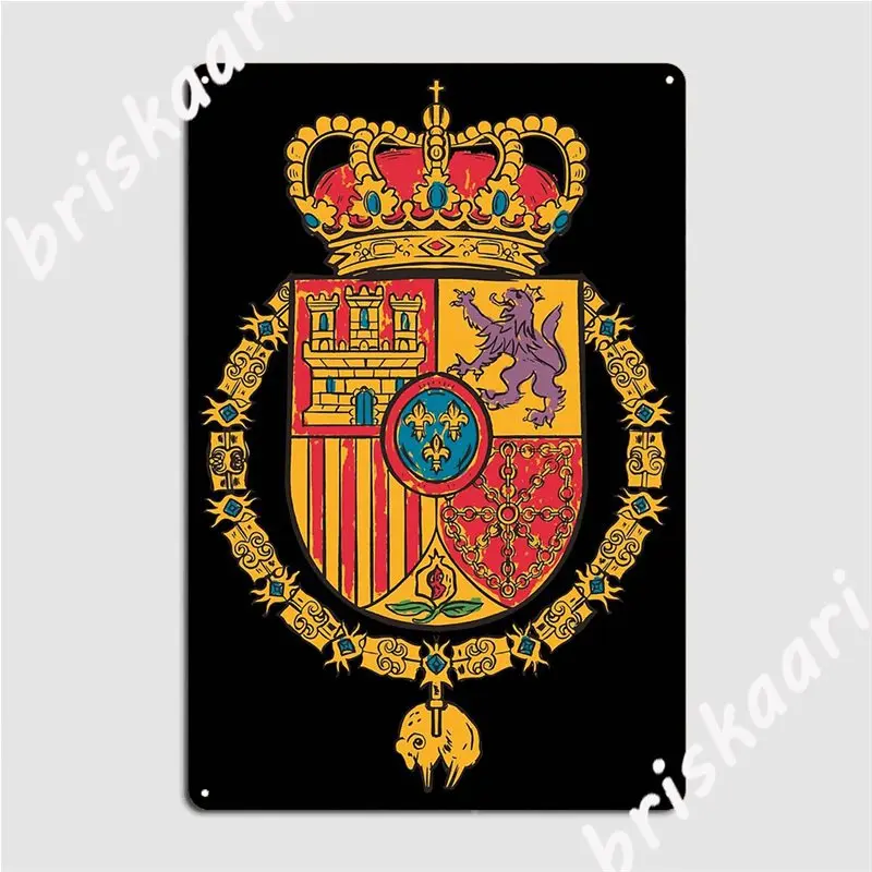 Coat Of Arms King Of Spain Monarchy Metal Signs pub Mural Vintage Wall Decor Tin sign Posters