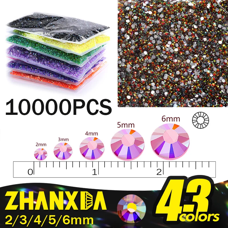 2/3/4/5/6mm Resin Flatback Rhinestone Applique Bulk Ab Crystals For Crafts Stones For Nails Art Decorations Non Hotfix Strass