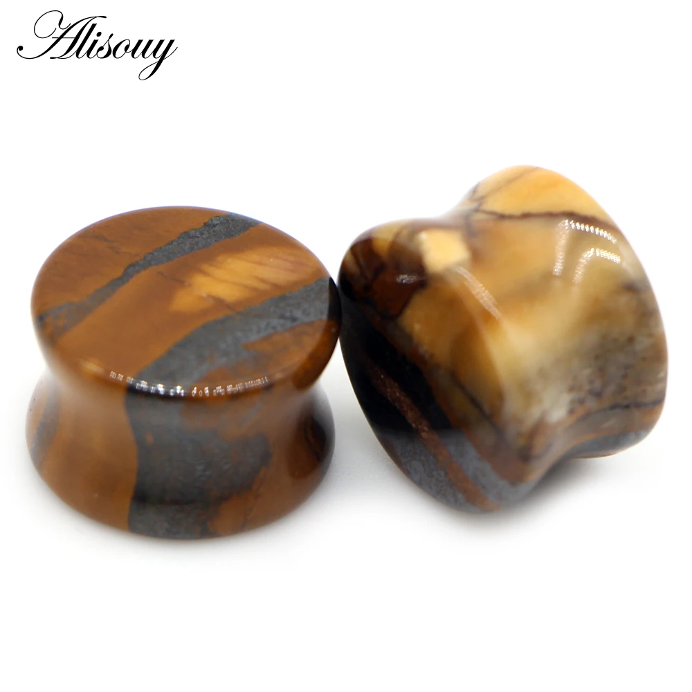 2pcs Stone Ear Plugs Gauges for Body Piercing